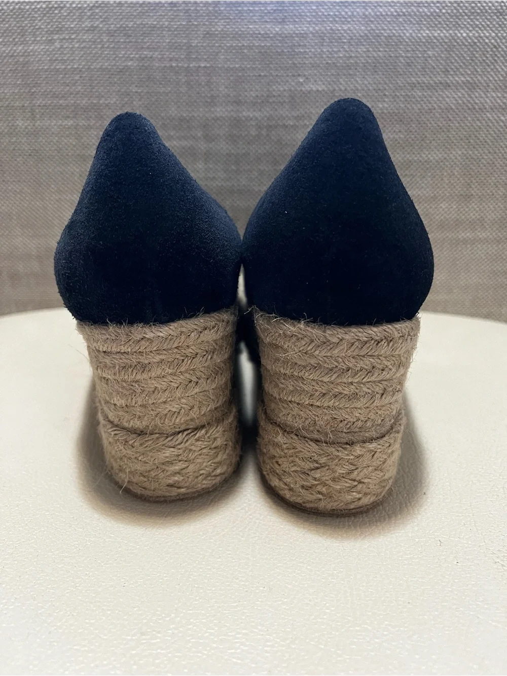 Andre Assous Navy Blue Suede Espadrille Wedge Women’s Size 6